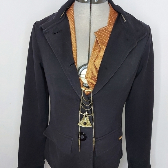 Handcrafted Copper Art Collar with Vintage Tie & Jewelry - Picture 4 of 4